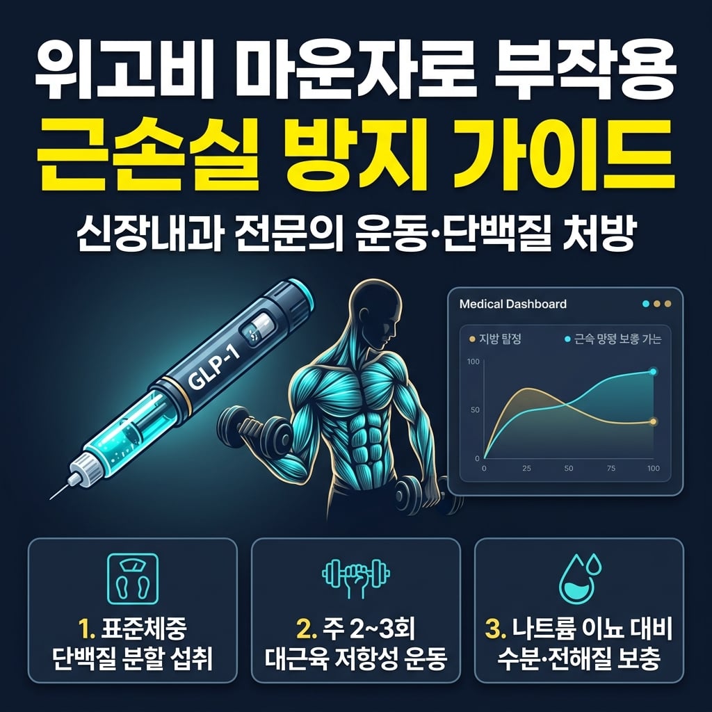 위고비 마운자로 다이어트 부작용 근손실과 근감소증 방지 운동 및 단백질 섭취 가이드